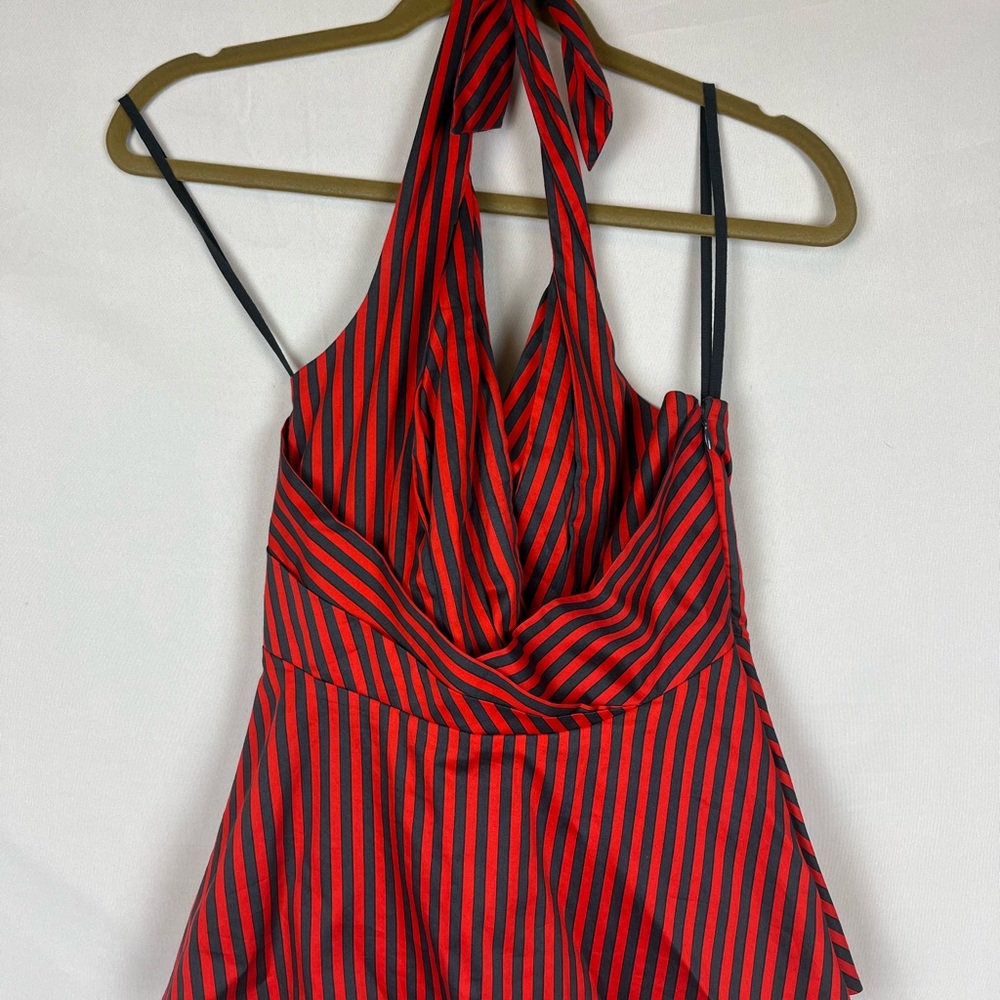 Odille Navy and Red Halter Top